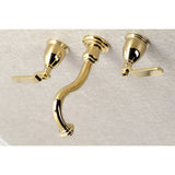 Whitaker KS3022KL Two-Handle 3-Hole Wall Mount Roman Tub Faucet, Polished Brass