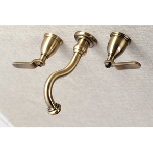 Whitaker KS3023KL Two-Handle 3-Hole Wall Mount Roman Tub Faucet, Antique Brass