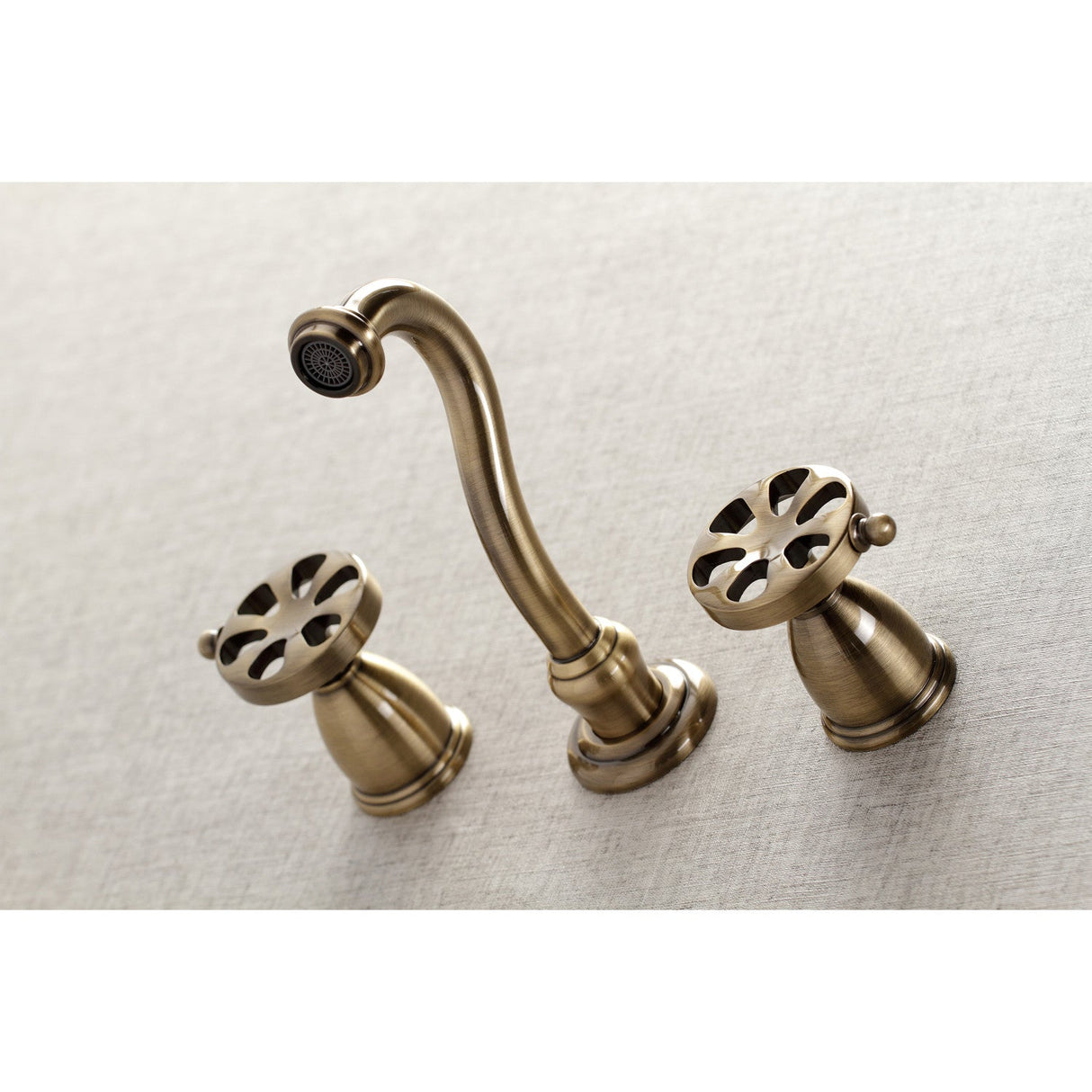 Belknap KS3023RX Two-Handle 3-Hole Wall Mount Roman Tub Faucet, Antique Brass
