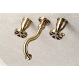 Belknap KS3023RX Two-Handle 3-Hole Wall Mount Roman Tub Faucet, Antique Brass