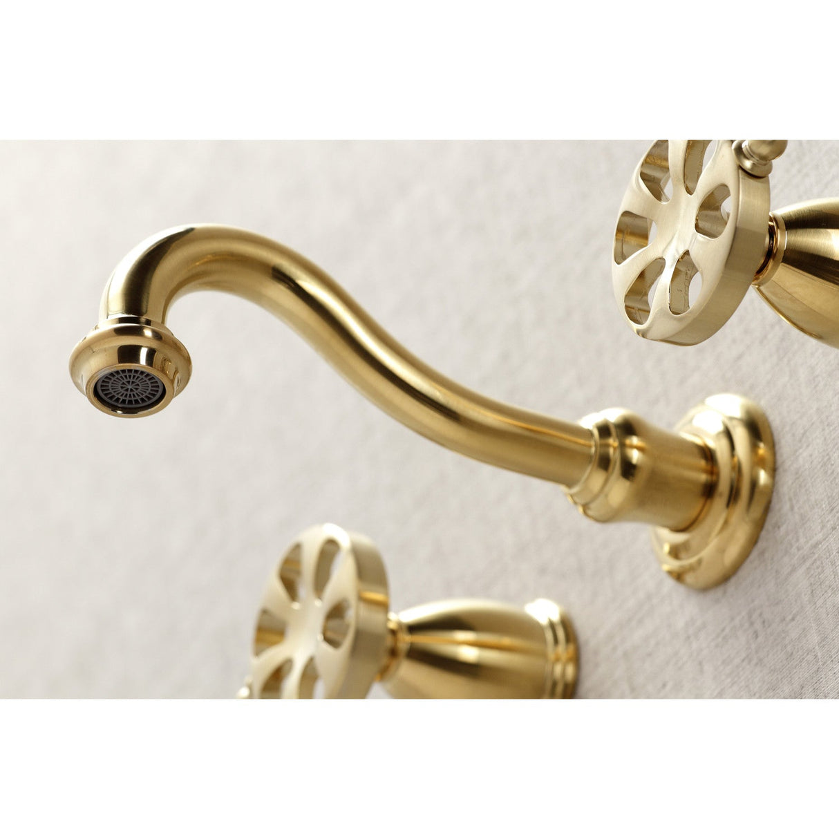 Belknap KS3027RX Two-Handle 3-Hole Wall Mount Roman Tub Faucet, Brushed Brass