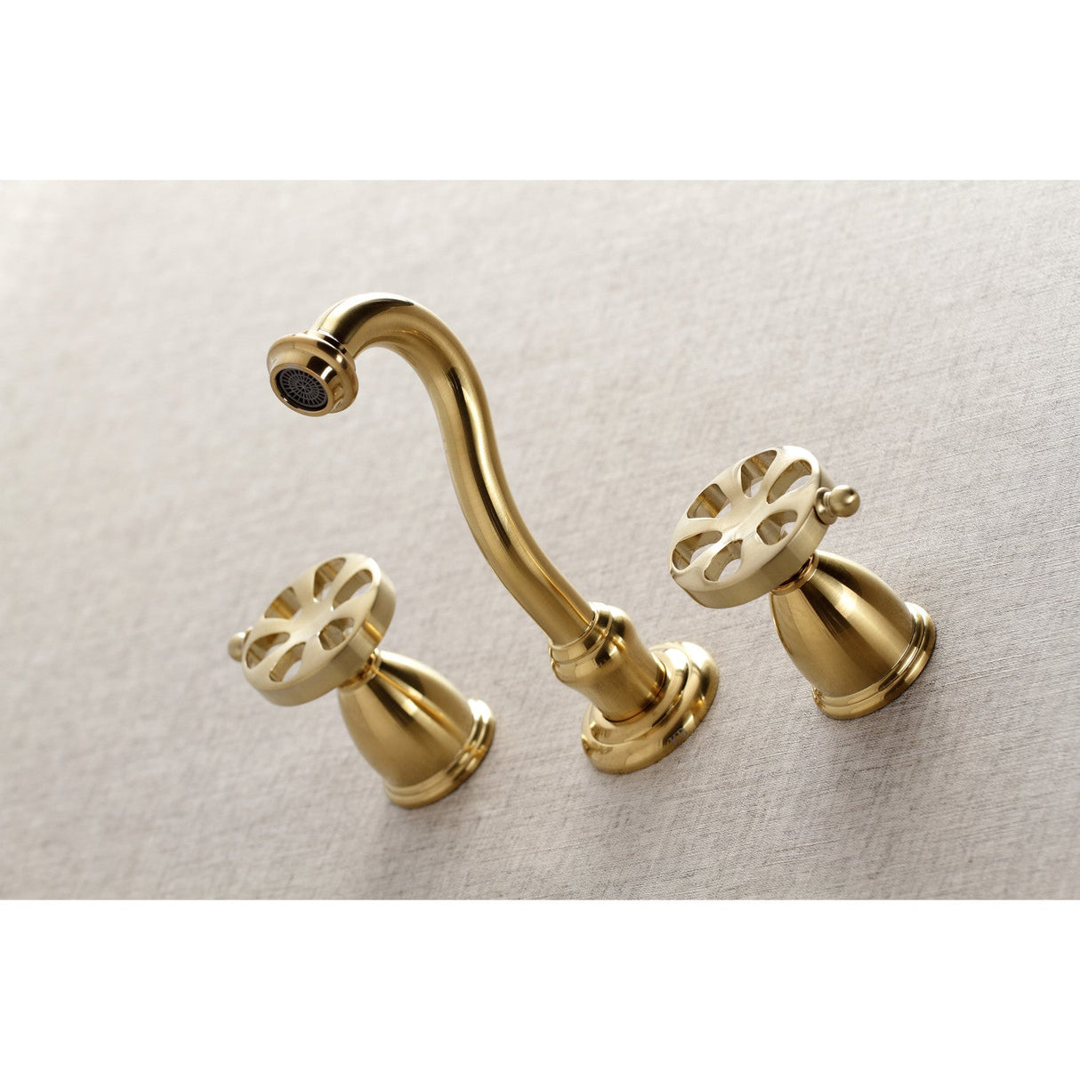 Belknap KS3027RX Two-Handle 3-Hole Wall Mount Roman Tub Faucet, Brushed Brass