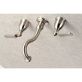 Whitaker KS3028KL Two-Handle 3-Hole Wall Mount Roman Tub Faucet, Brushed Nickel