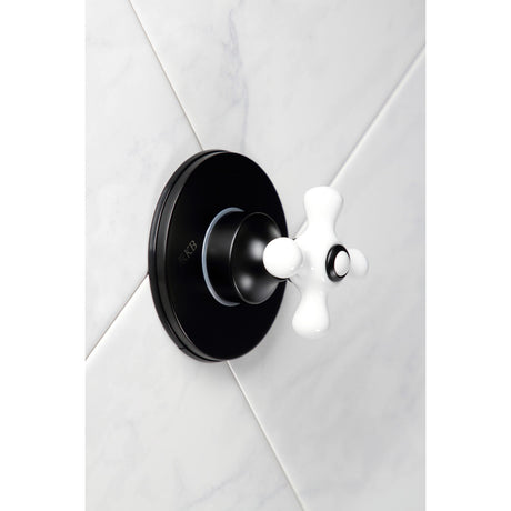 KS3030PX Single-Handle Wall Mount Three-Way Diverter Valve with Trim Kit, Matte Black