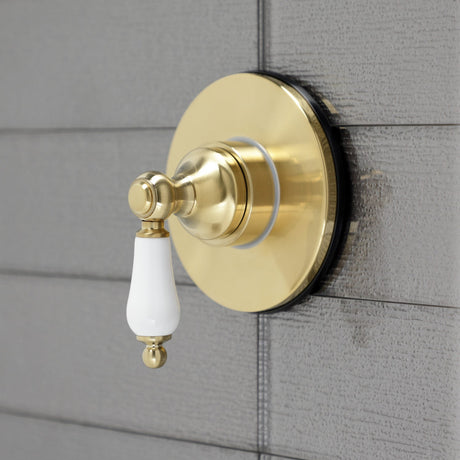 KS3037PL Single-Handle Wall Mount Three-Way Diverter Valve with Trim Kit, Brushed Brass
