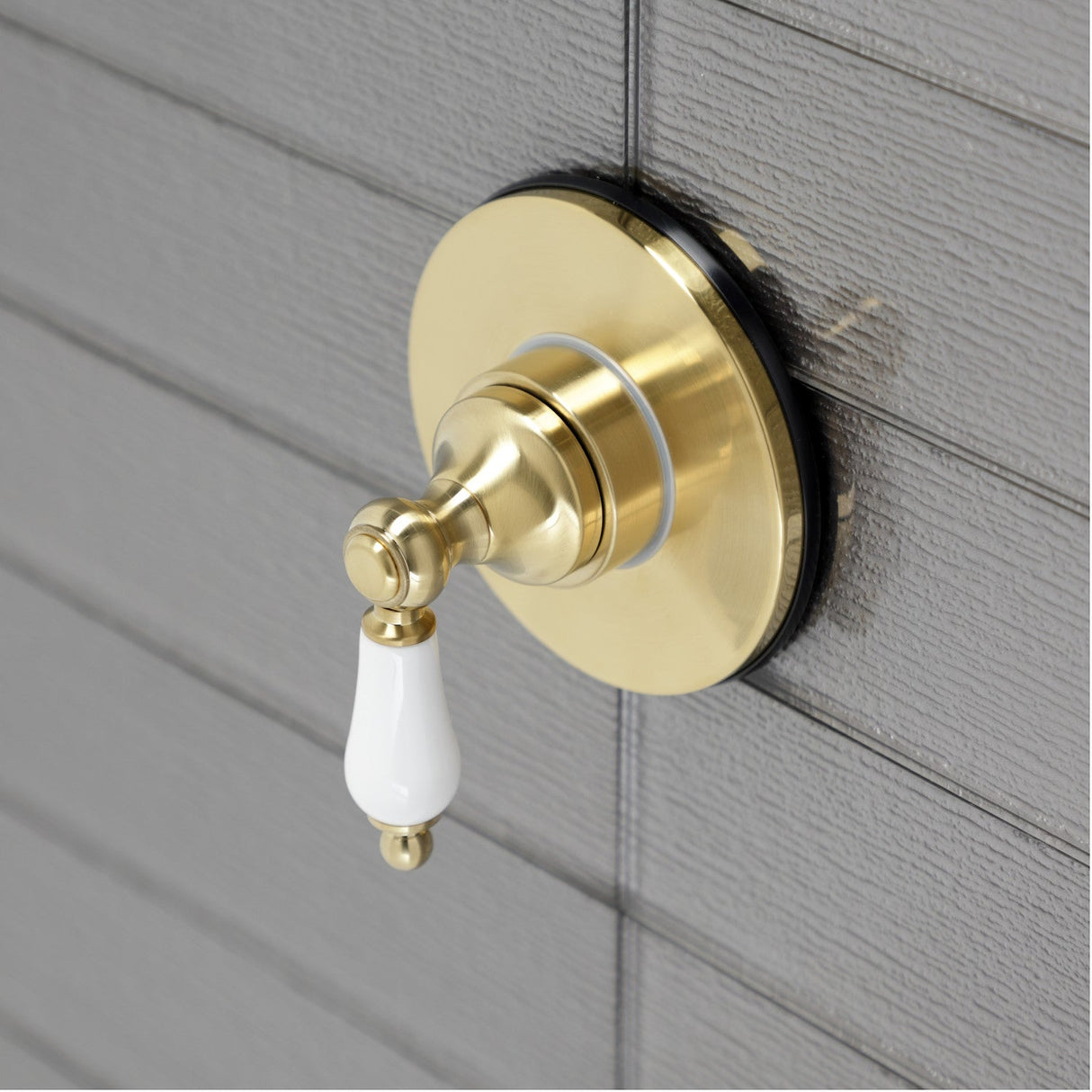 KS3037PL Single-Handle Wall Mount Three-Way Diverter Valve with Trim Kit, Brushed Brass