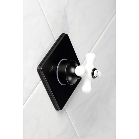 KS3040PX Single-Handle Wall Mount Three-Way Diverter Valve with Trim Kit, Matte Black