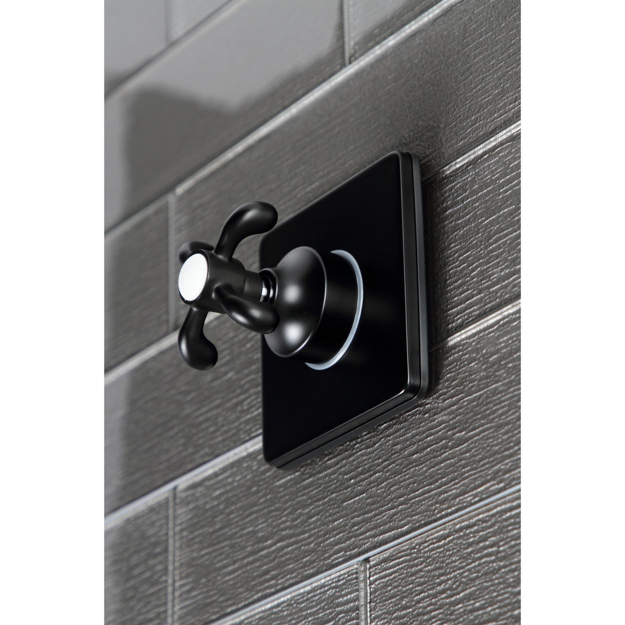 KS3040TX Single-Handle Wall Mount Three-Way Diverter Valve with Trim Kit, Matte Black