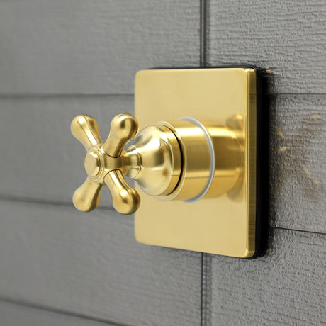 KS3047AX Single-Handle Wall Mount Three-Way Diverter Valve with Trim Kit, Brushed Brass