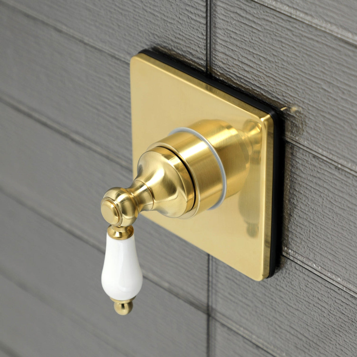KS3047PL Single-Handle Wall Mount Three-Way Diverter Valve with Trim Kit, Brushed Brass