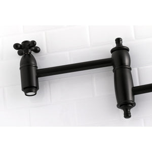 Restoration KS3100AX Two-Handle 1-Hole Wall Mount Pot Filler, Matte Black