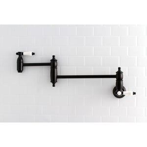 Bel-Air KS3100BPL Two-Handle 1-Hole Wall Mount Pot Filler, Matte Black