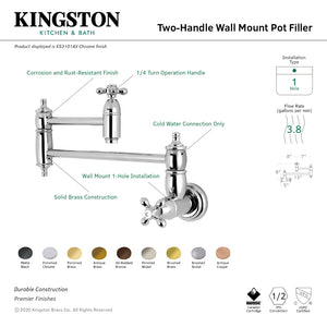 Restoration KS3101AX Two-Handle 1-Hole Wall Mount Pot Filler, Polished Chrome