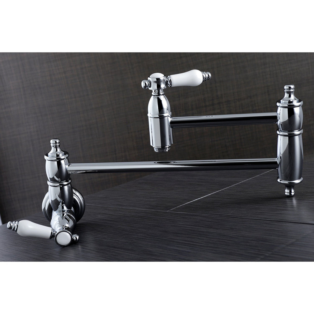 Bel-Air KS3101BPL Two-Handle 1-Hole Wall Mount Pot Filler, Polished Chrome