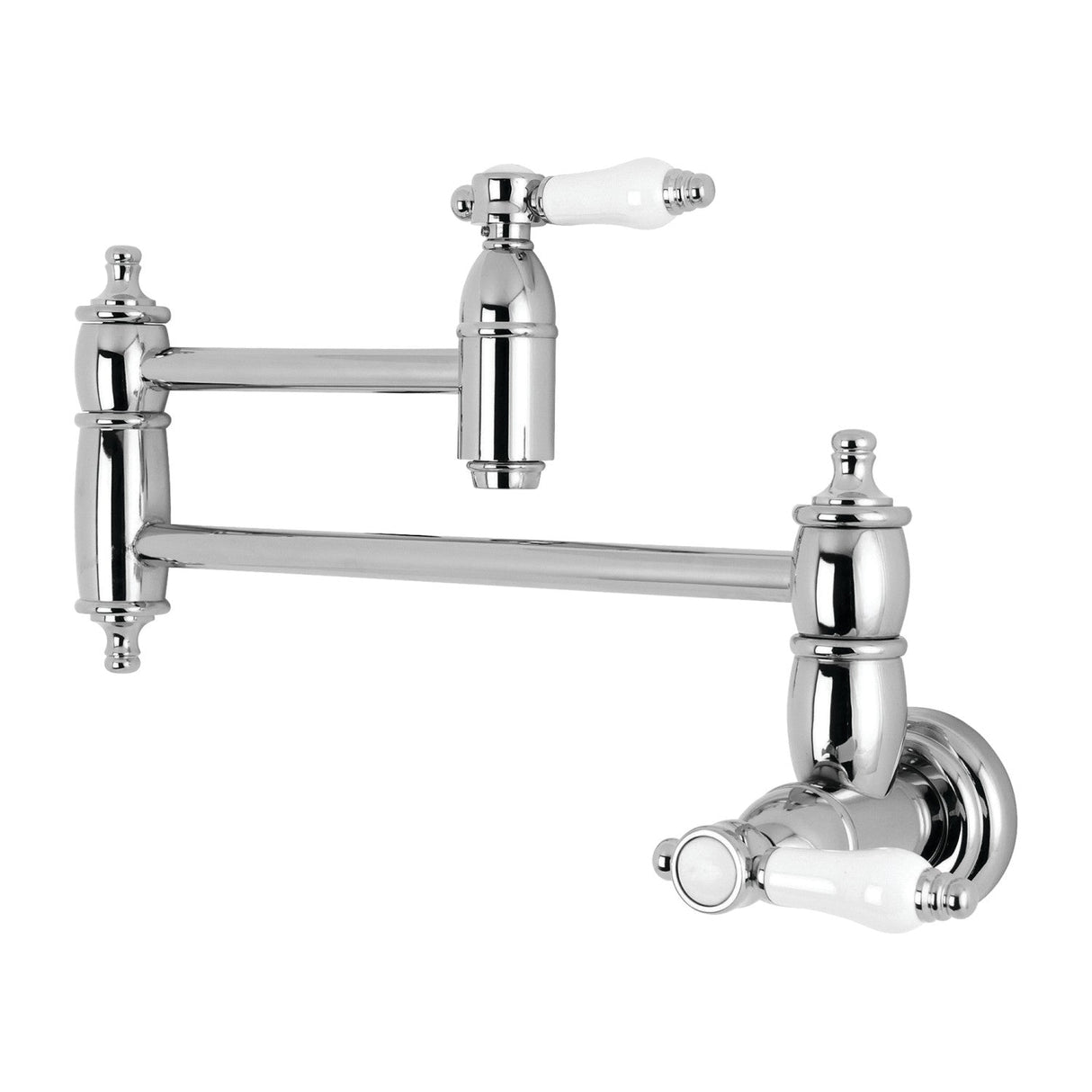 Bel-Air KS3101BPL Two-Handle 1-Hole Wall Mount Pot Filler, Polished Chrome