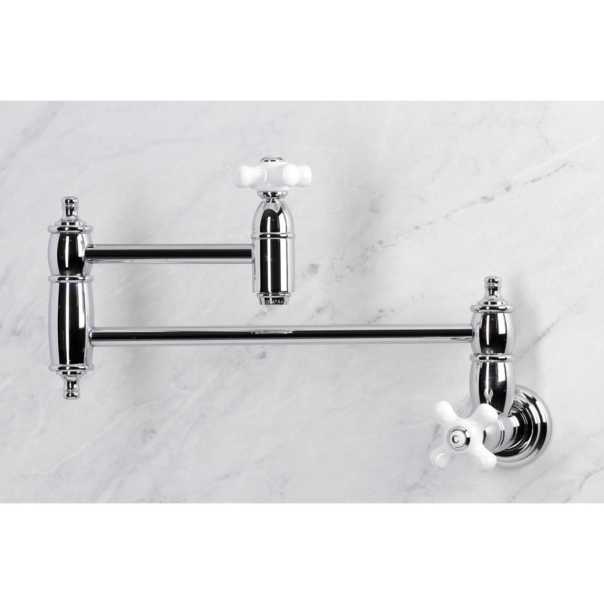 Restoration KS3101PX Two-Handle 1-Hole Wall Mount Pot Filler, Polished Chrome