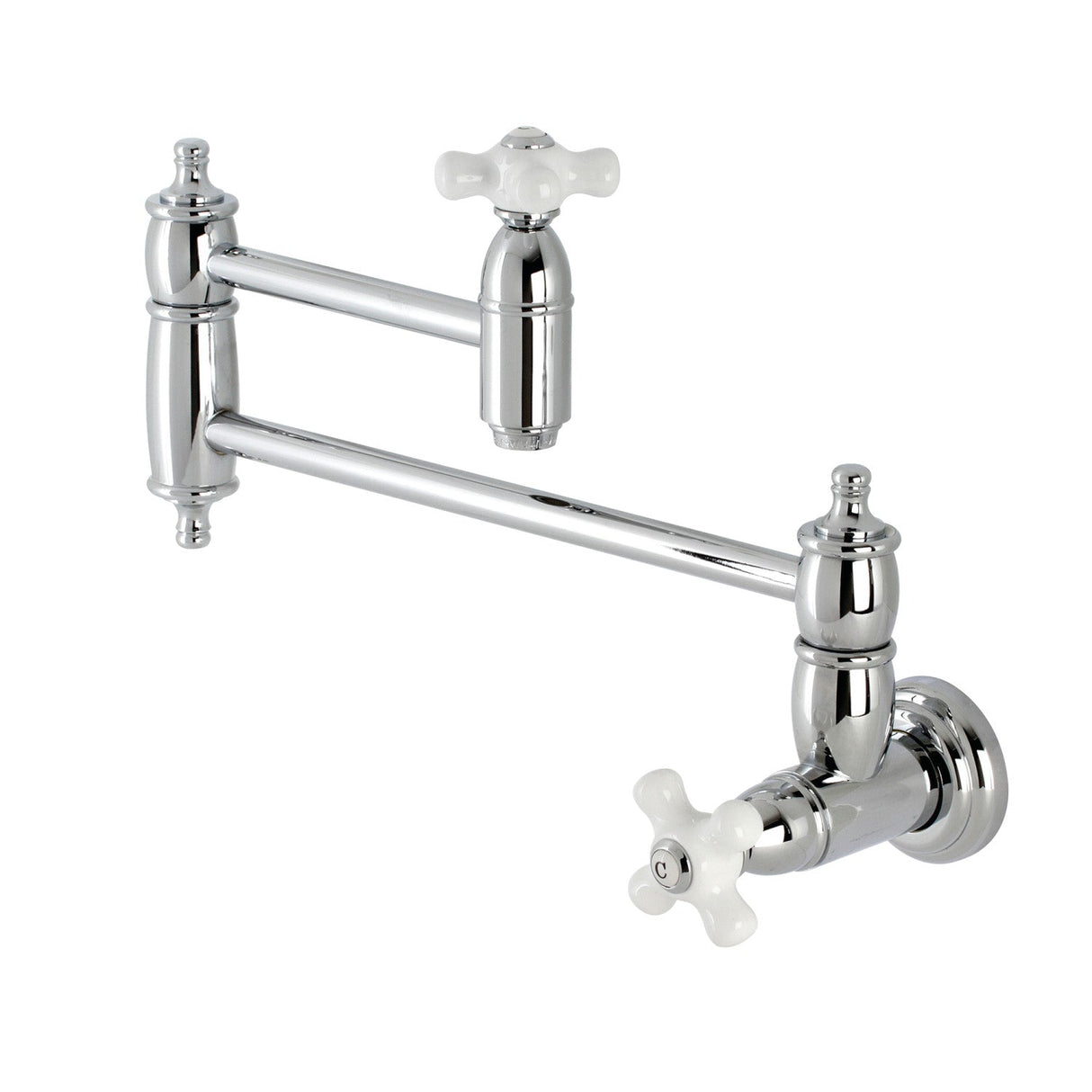 Restoration KS3101PX Two-Handle 1-Hole Wall Mount Pot Filler, Polished Chrome