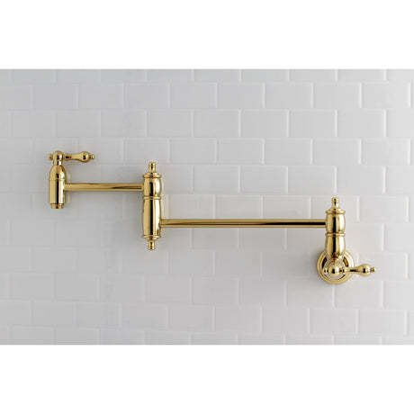 Restoration KS3102AL Two-Handle 1-Hole Wall Mount Pot Filler, Polished Brass