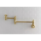 Restoration KS3102AX Two-Handle 1-Hole Wall Mount Pot Filler, Polished Brass