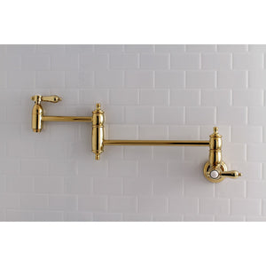 Heirloom KS3102BAL Two-Handle 1-Hole Wall Mount Pot Filler, Polished Brass