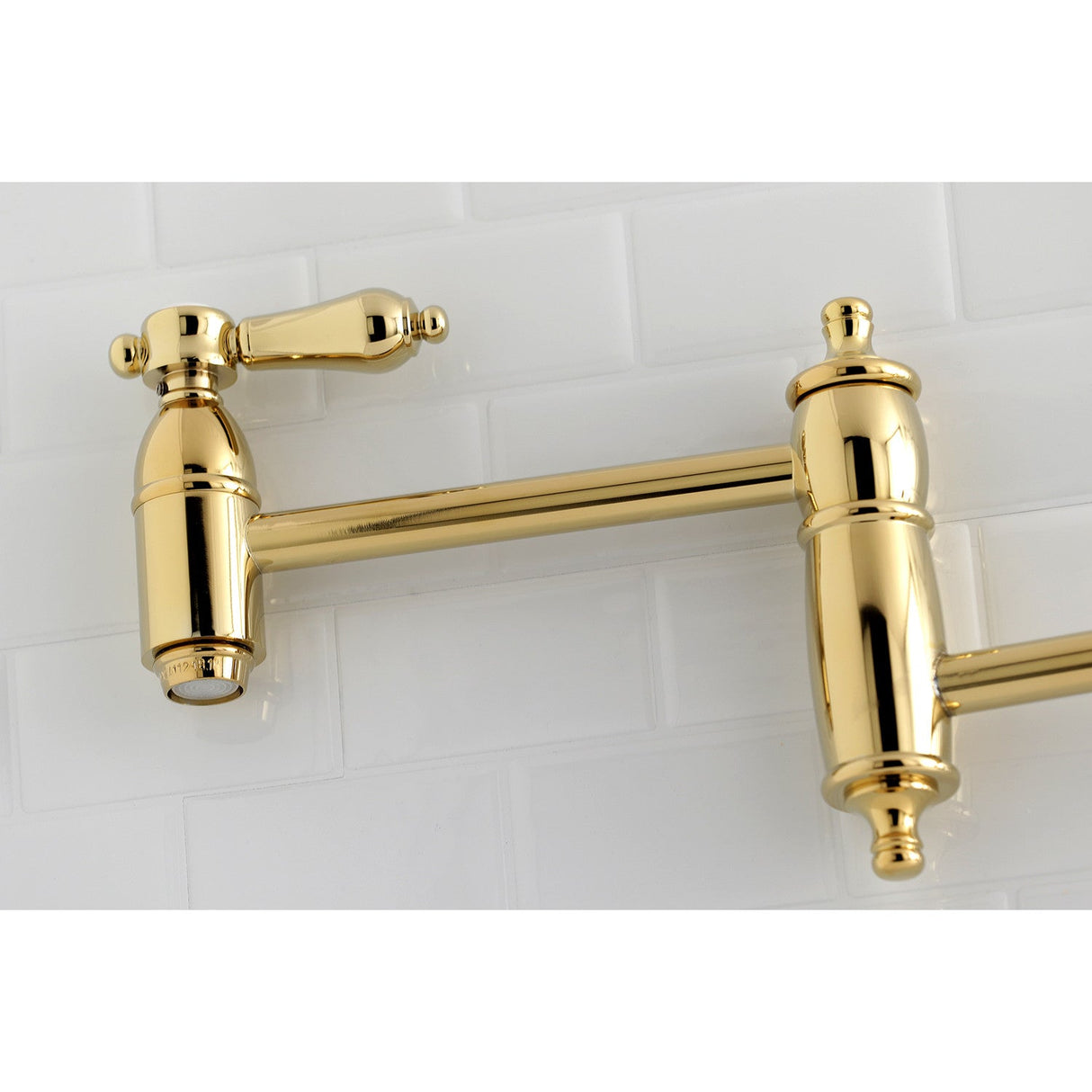 Heirloom KS3102BAL Two-Handle 1-Hole Wall Mount Pot Filler, Polished Brass