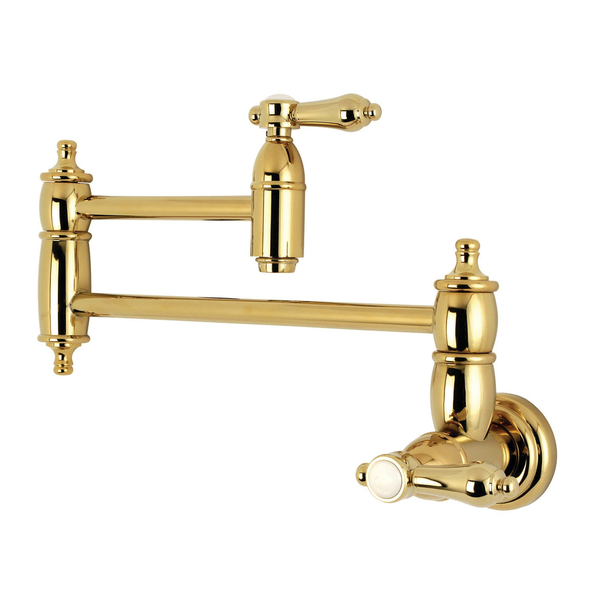 Heirloom KS3102BAL Two-Handle 1-Hole Wall Mount Pot Filler, Polished Brass