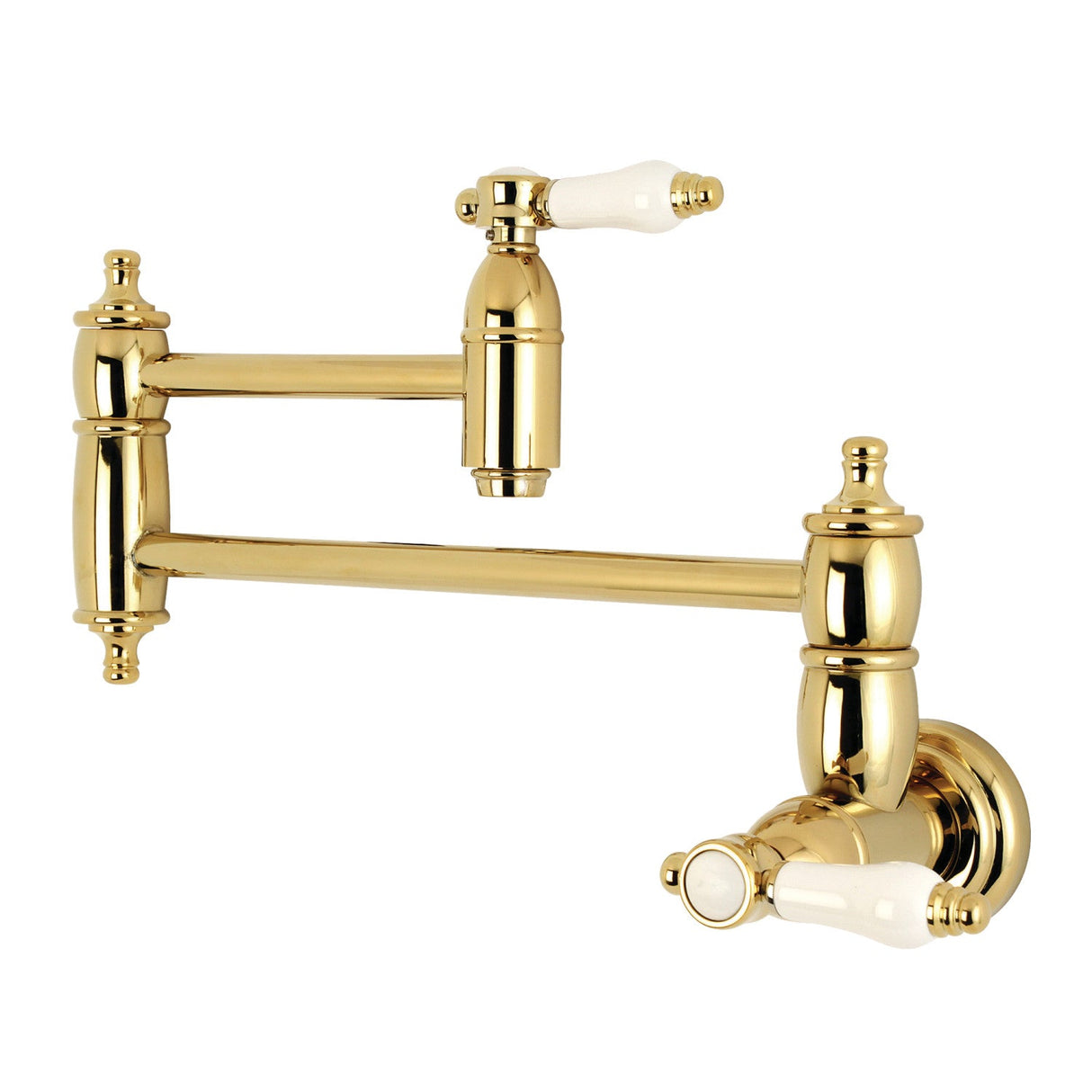 Bel-Air KS3102BPL Two-Handle 1-Hole Wall Mount Pot Filler, Polished Brass
