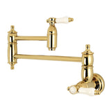 Bel-Air KS3102BPL Two-Handle 1-Hole Wall Mount Pot Filler, Polished Brass