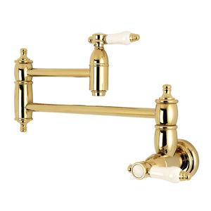Bel-Air KS3102BPL Two-Handle 1-Hole Wall Mount Pot Filler, Polished Brass