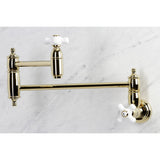 Restoration KS3102PX Two-Handle 1-Hole Wall Mount Pot Filler, Polished Brass