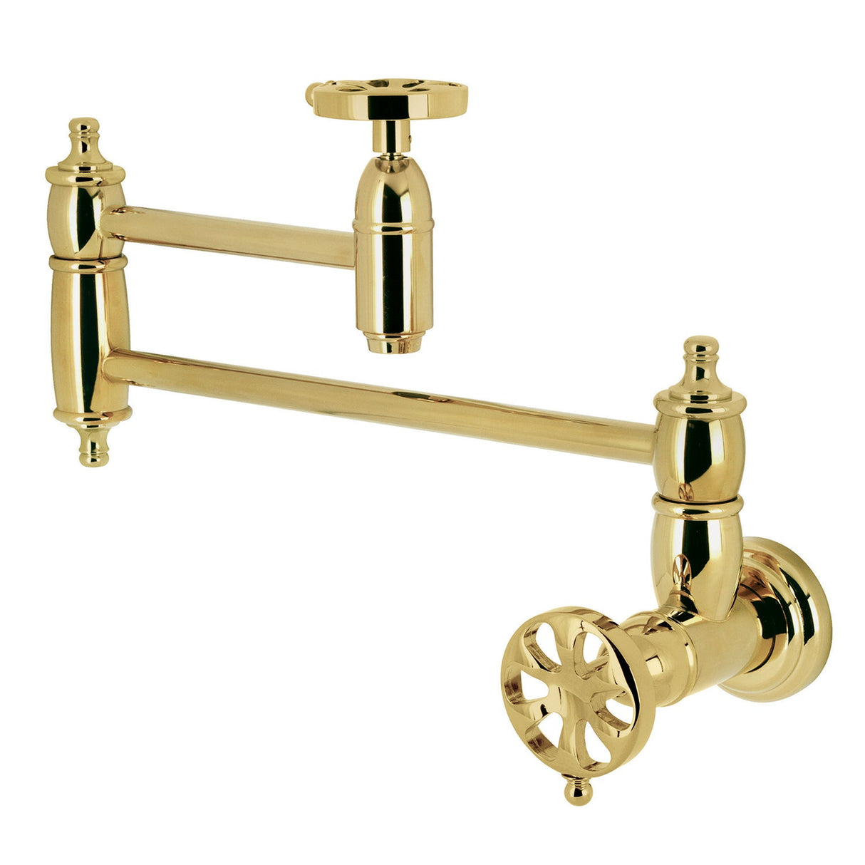 Belknap KS3102RX Two-Handle Wall Mount Pot Filler, Polished Brass