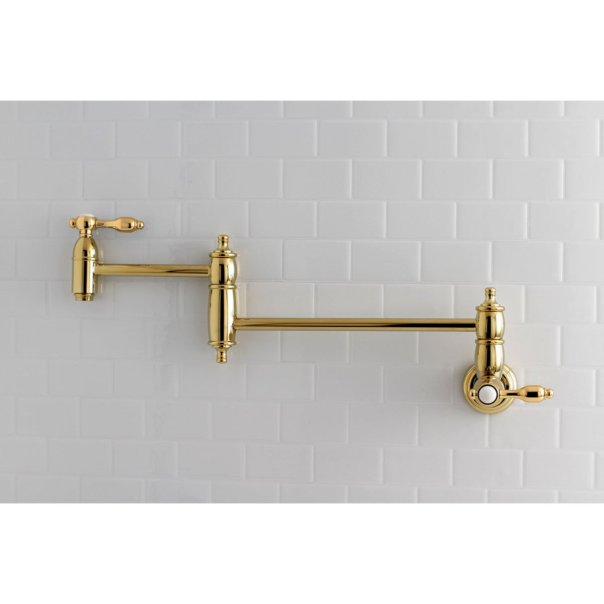 Tudor KS3102TAL Two-Handle 1-Hole Wall Mount Pot Filler, Polished Brass