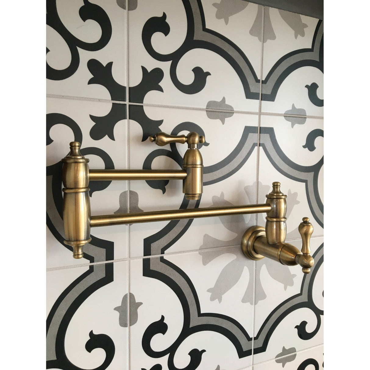 Restoration KS3103AL Two-Handle 1-Hole Wall Mount Pot Filler, Antique Brass