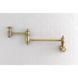 Restoration KS3103AX Two-Handle 1-Hole Wall Mount Pot Filler, Antique Brass