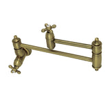 Restoration KS3103AX Two-Handle 1-Hole Wall Mount Pot Filler, Antique Brass