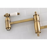 Bel-Air KS3103BPL Two-Handle 1-Hole Wall Mount Pot Filler, Antique Brass