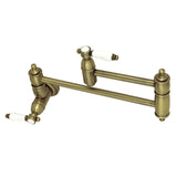 Bel-Air KS3103BPL Two-Handle 1-Hole Wall Mount Pot Filler, Antique Brass