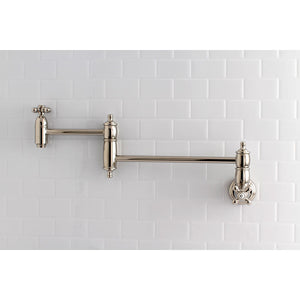 Restoration KS3106AX Two-Handle 1-Hole Wall Mount Pot Filler, Polished Nickel