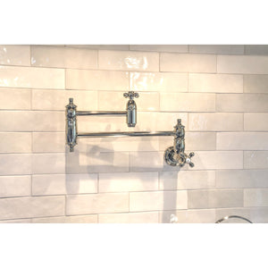 Restoration KS3106AX Two-Handle 1-Hole Wall Mount Pot Filler, Polished Nickel