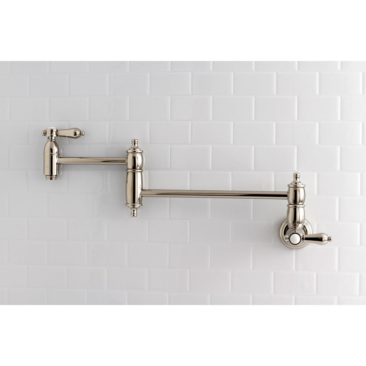 Heirloom KS3106BAL Two-Handle 1-Hole Wall Mount Pot Filler, Polished Nickel