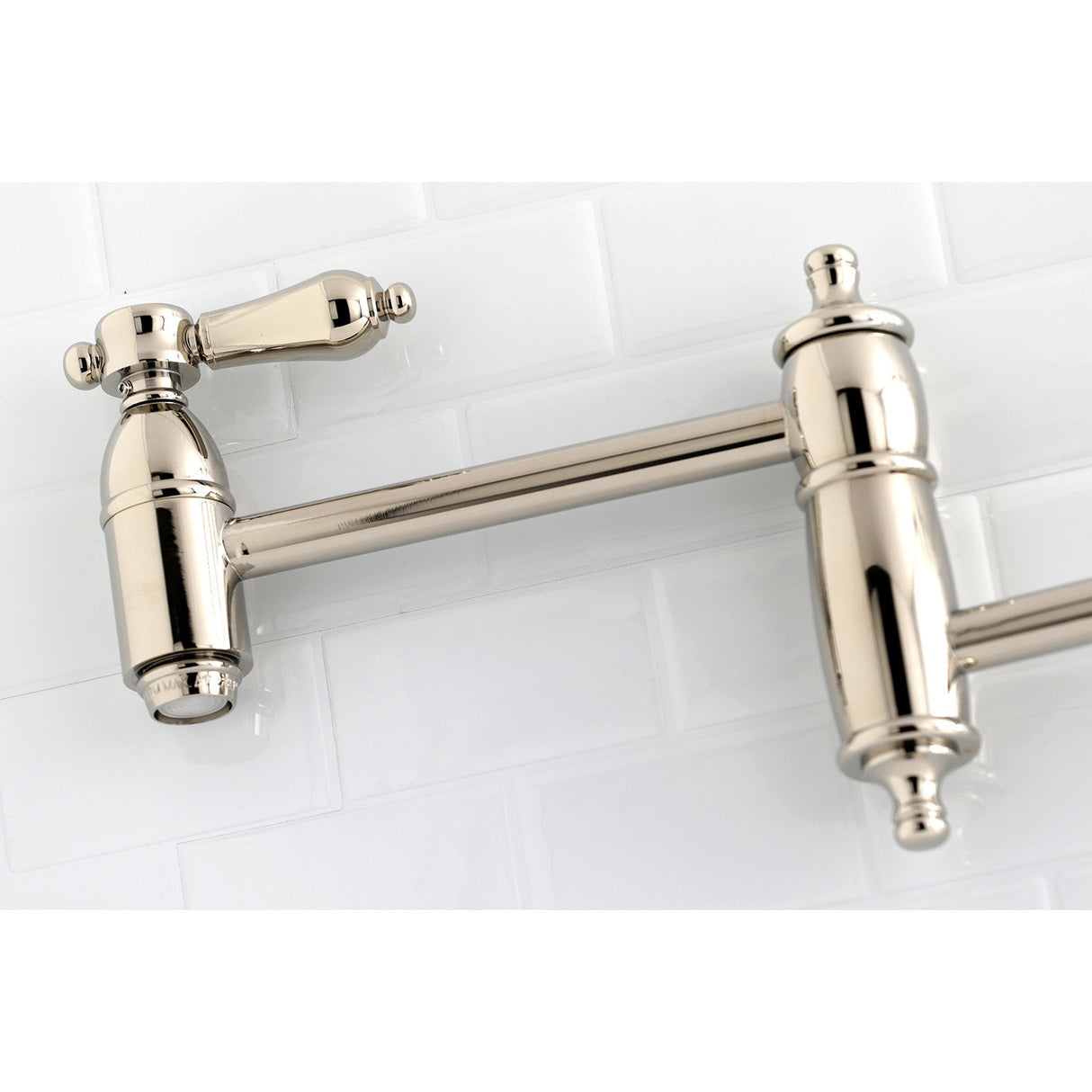 Heirloom KS3106BAL Two-Handle 1-Hole Wall Mount Pot Filler, Polished Nickel