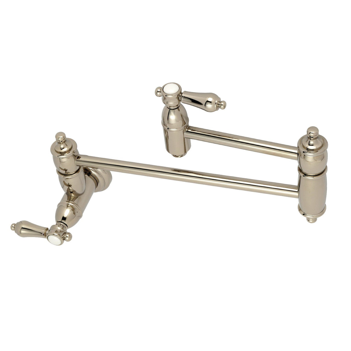 Heirloom KS3106BAL Two-Handle 1-Hole Wall Mount Pot Filler, Polished Nickel