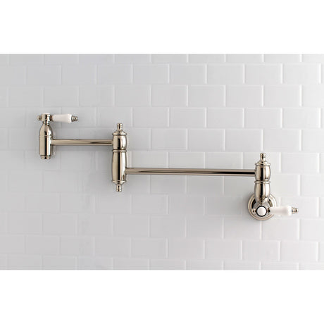 Bel-Air KS3106BPL Two-Handle 1-Hole Wall Mount Pot Filler, Polished Nickel