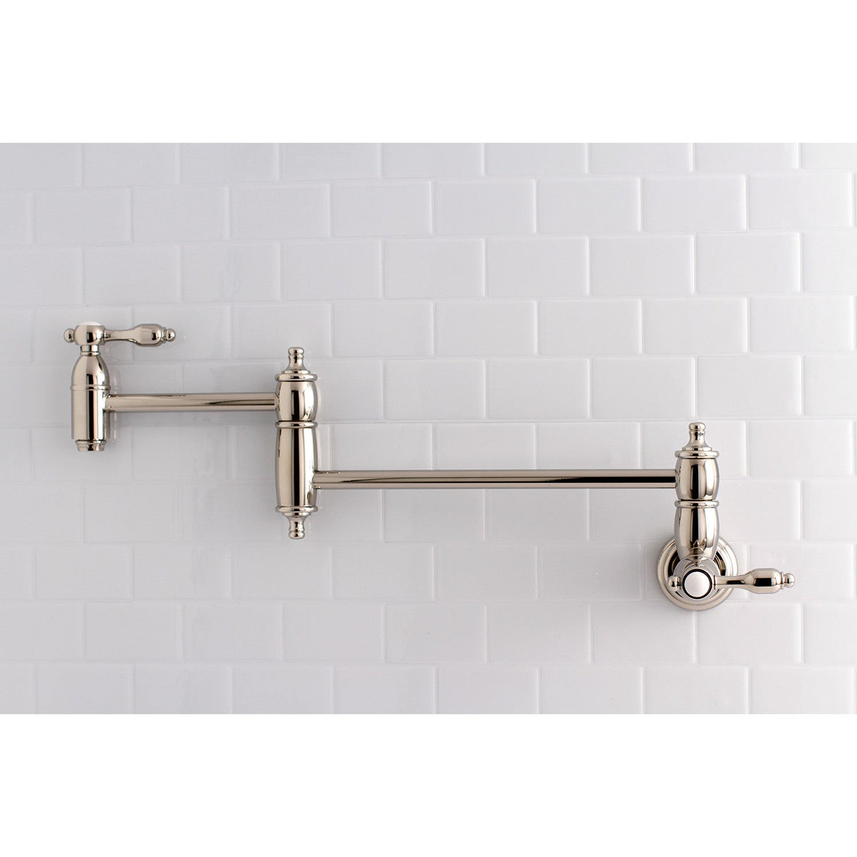 Tudor KS3106TAL Two-Handle 1-Hole Wall Mount Pot Filler, Polished Nickel