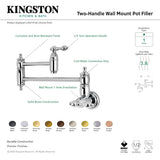 Restoration KS3107AL Two-Handle 1-Hole Wall Mount Pot Filler, Brushed Brass