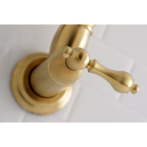 Restoration KS3107AL Two-Handle 1-Hole Wall Mount Pot Filler, Brushed Brass