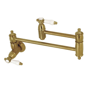 Bel-Air KS3107BPL Two-Handle 1-Hole Wall Mount Pot Filler, Brushed Brass