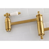 Restoration KS3107PL Two-Handle 1-Hole Wall Mount Pot Filler, Brushed Brass