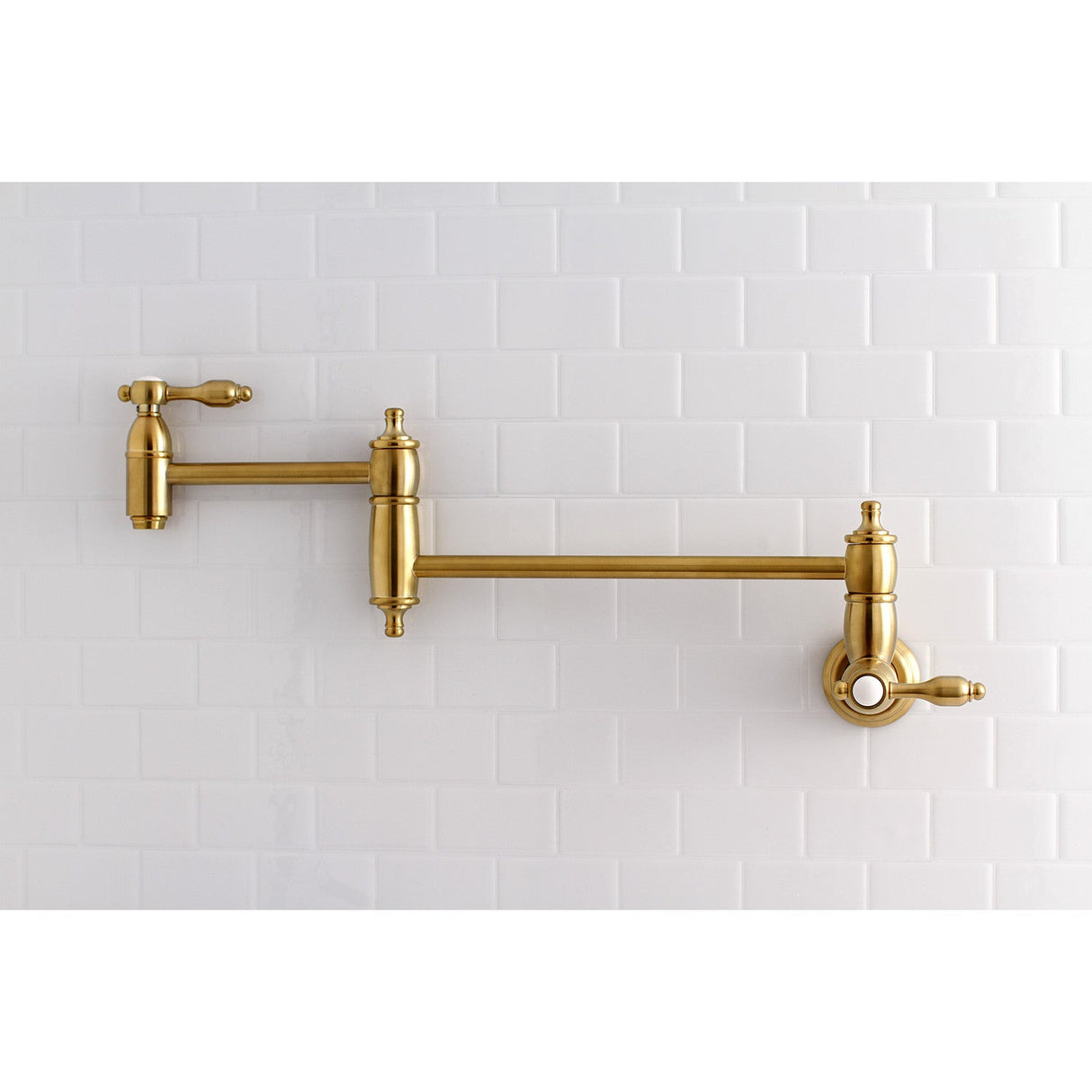 Tudor KS3107TAL Two-Handle 1-Hole Wall Mount Pot Filler, Brushed Brass