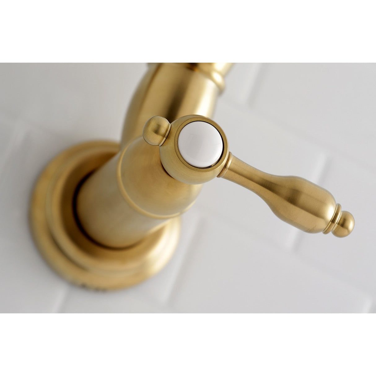 Tudor KS3107TAL Two-Handle 1-Hole Wall Mount Pot Filler, Brushed Brass